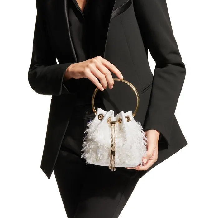 Bon Bon Latte Satin Bag With Sequin Drops Lattetransparent Women JIMMY CHOO Clutch Bags