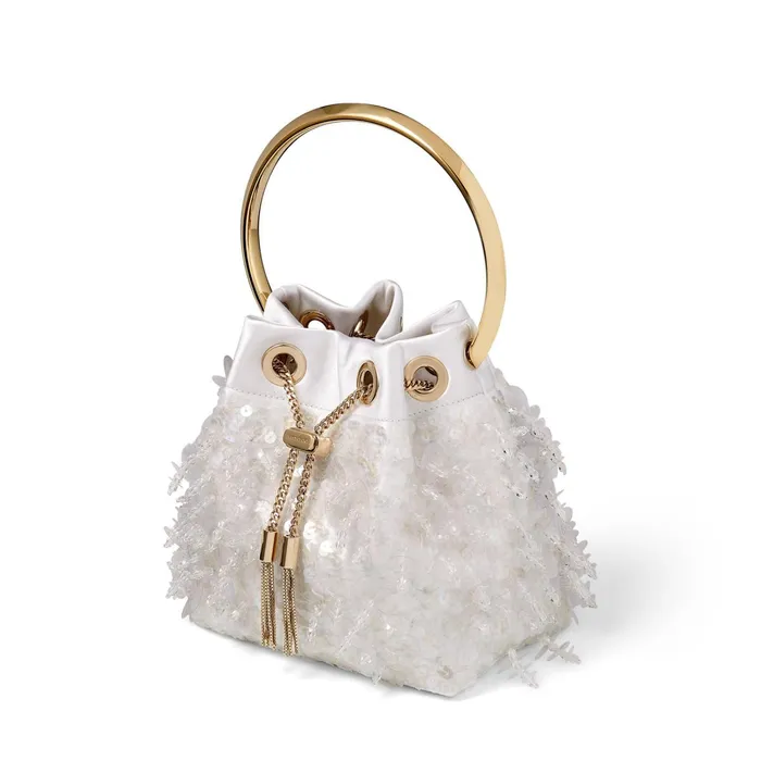 Bon Bon Latte Satin Bag With Sequin Drops Lattetransparent Women JIMMY CHOO Clutch Bags