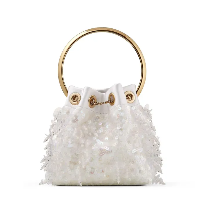Bon Bon Latte Satin Bag With Sequin Drops Lattetransparent Women JIMMY CHOO Clutch Bags