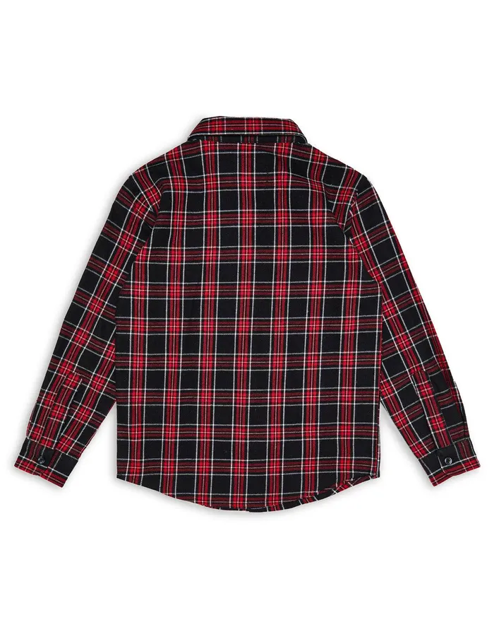 Boys Black Check Flannel Long Sleeve Shirt Black Threadbare Shirts Boys Black Check Flannel Long Sleeve Shirt Black Threadbare Shirts