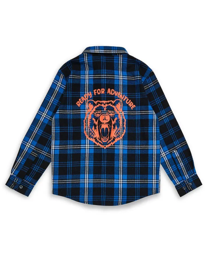 Boys Blue Check Flannel Long Sleeve Shirt Blue Threadbare Shirts Boys Blue Check Flannel Long Sleeve Shirt Blue Threadbare Shirts