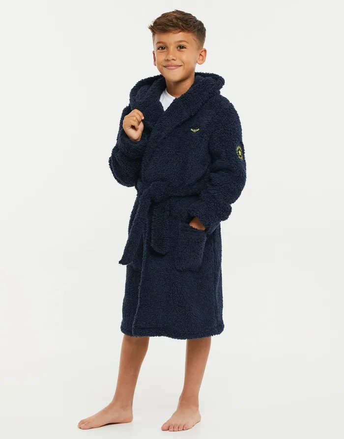 Boys Navy Dressing Gown Navy Threadbare Loungewear