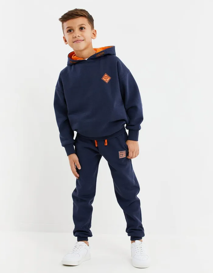 Boys Navy Hoodie and Jogger Coord 2Piece Set Navy Threadbare Hoodies