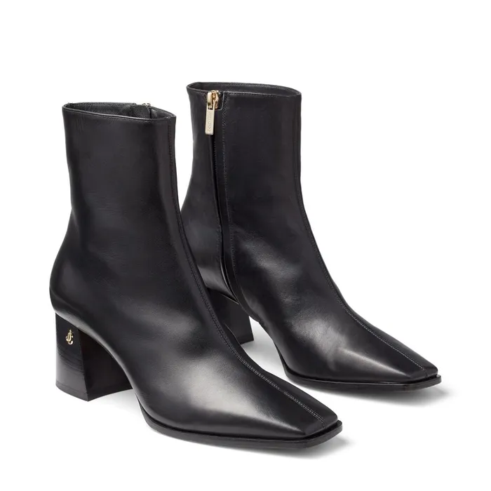 Bryelle 65 Black Calf Leather Block Heel Ankle Boots With Jc Emblem Black Women JIMMY CHOO Boots
