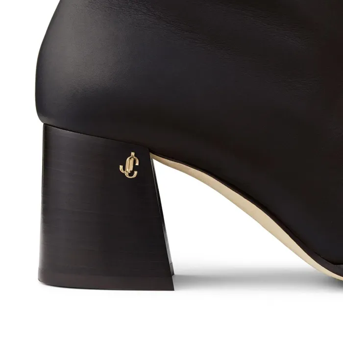 Bryelle 65 Black Calf Leather Block Heel Ankle Boots With Jc Emblem Black Women JIMMY CHOO Boots