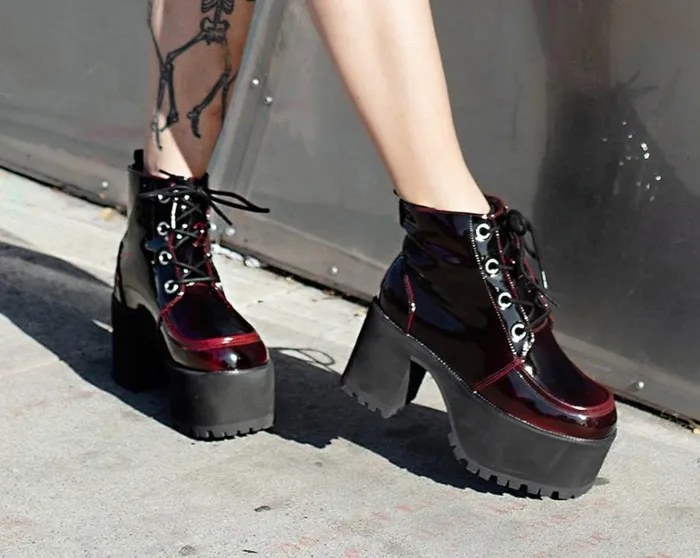 Burgundy Gradient Nosebleed Women TUK Shoes Boots Burgundy Gradient Nosebleed Women TUK Shoes Boots