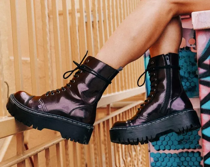 Burgundy RubOff 10Eye Double Decker Boot Men TUK Shoes Vegan Burgundy RubOff 10Eye Double Decker Boot Men TUK Shoes Vegan