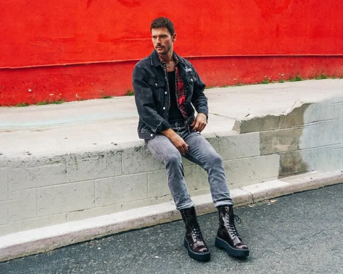 Burgundy RubOff 10Eye Double Decker Boot Men TUK Shoes Vegan Burgundy RubOff 10Eye Double Decker Boot Men TUK Shoes Vegan