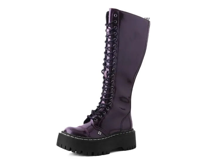 Burgundy RubOff KneeHigh Double Decker Boot Men TUK Shoes Boots