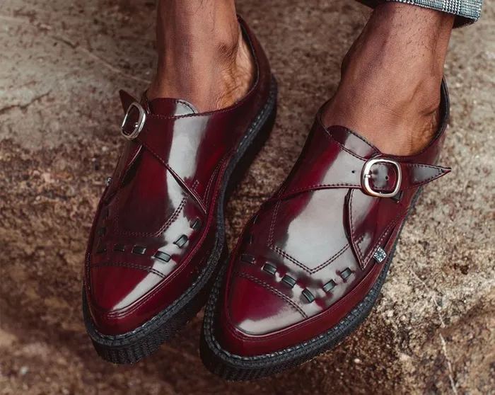 Burgundy Rub Off TUKskin Monk Buckle Creeper Men TUK Shoes Vegan Burgundy Rub Off TUKskin Monk Buckle Creeper Men TUK Shoes Vegan