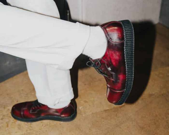 Burgundy TUKskin Toe Cap Viva Low Creeper Women TUK Shoes Vegan Burgundy TUKskin Toe Cap Viva Low Creeper Women TUK Shoes Vegan