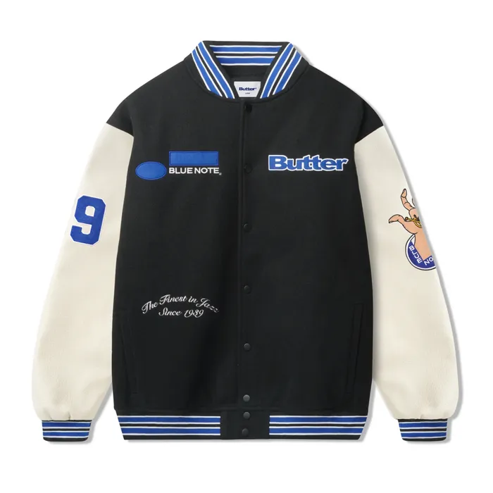 Butter Goods Jackets Men Blue Note Varsity Jacket Navy Cream