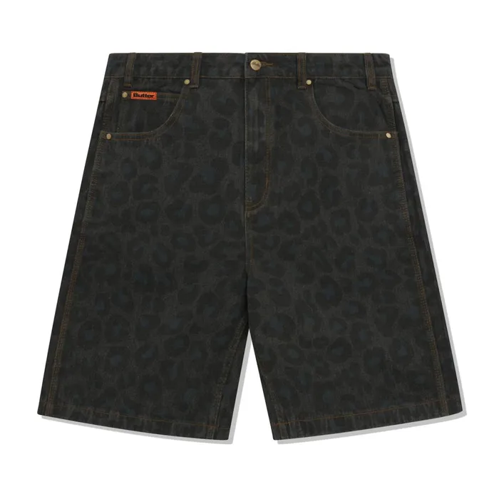 Butter Goods Leopard Denim Shorts Black Men Shorts