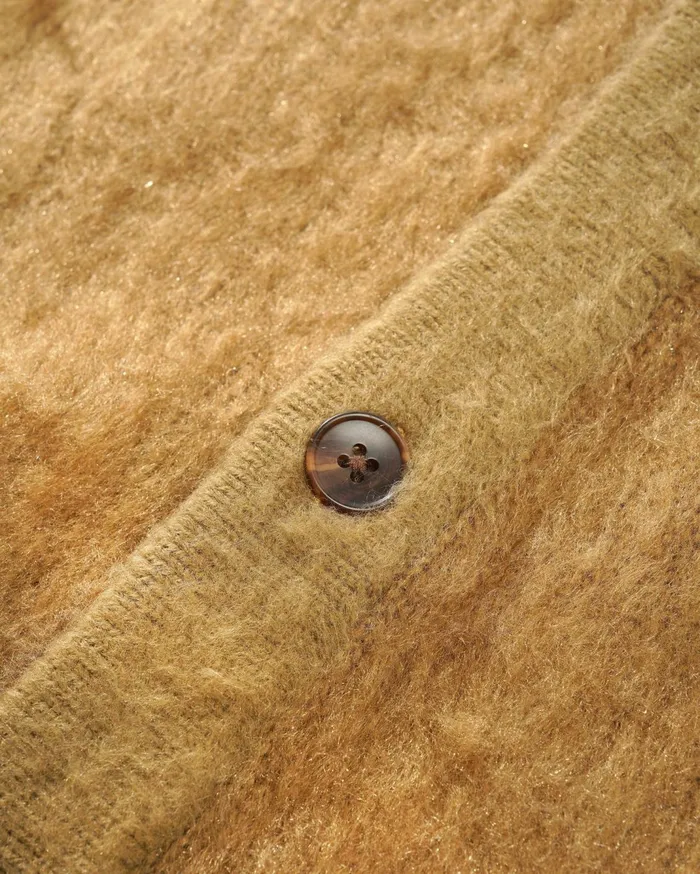 Butter Goods Mohair Button Up Knitted Shirt Tan Men Fleece Butter Goods Mohair Button Up Knitted Shirt Tan Men Fleece