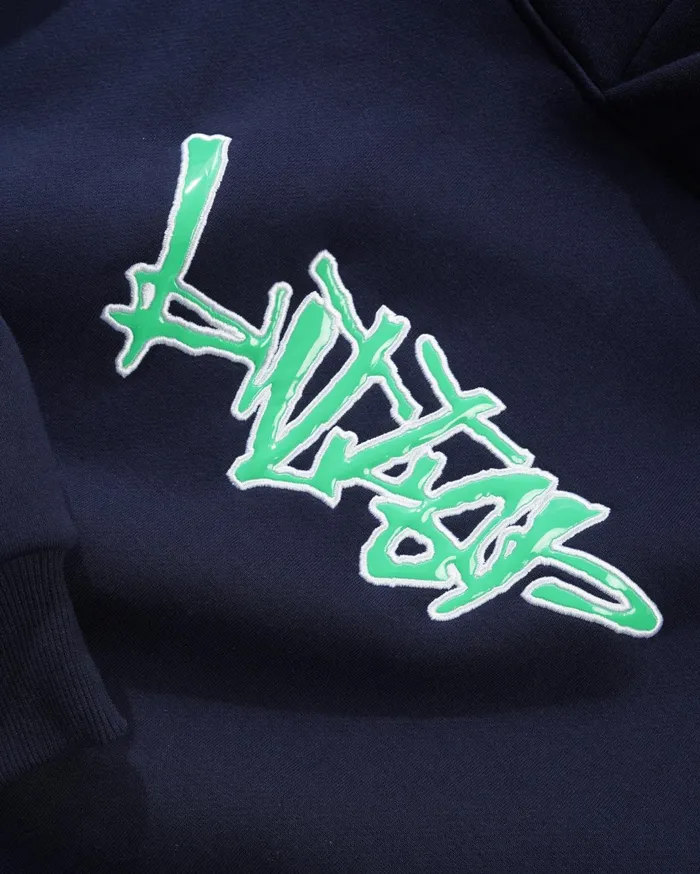 Butter Goods Scratch Applique Pullover Hood Deep Navy Men Fleece Butter Goods Scratch Applique Pullover Hood Deep Navy Men Fleece