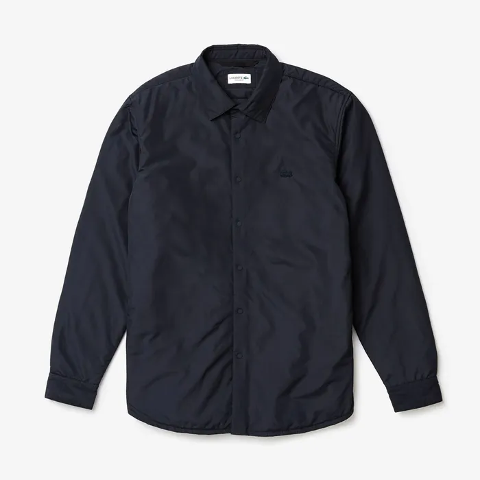 Button Down Shirts Lacoste Mens Padded Solid Overshirt Navy Blue Near Me