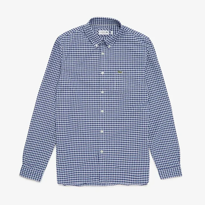 Button Down Shirts Lacoste Mens Regular Fit Cotton Shirt Light BlueNavy Blue USA Button Down Shirts Lacoste Mens Regular Fit Cotton Shirt Light BlueNavy Blue USA