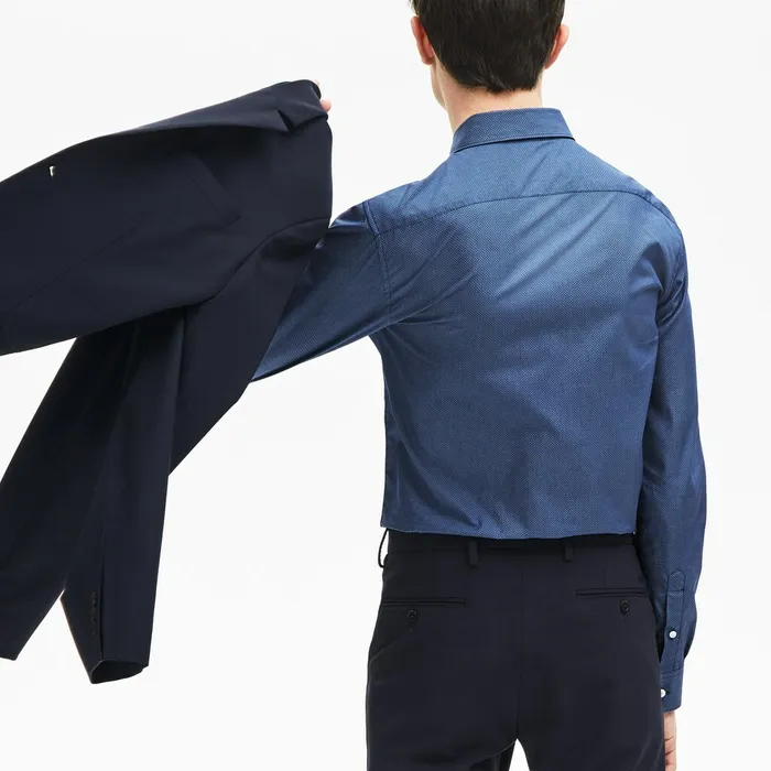 Button Down Shirts Lacoste Mens Slim Fit Cotton Poplin Shirt Navy Blue Shop