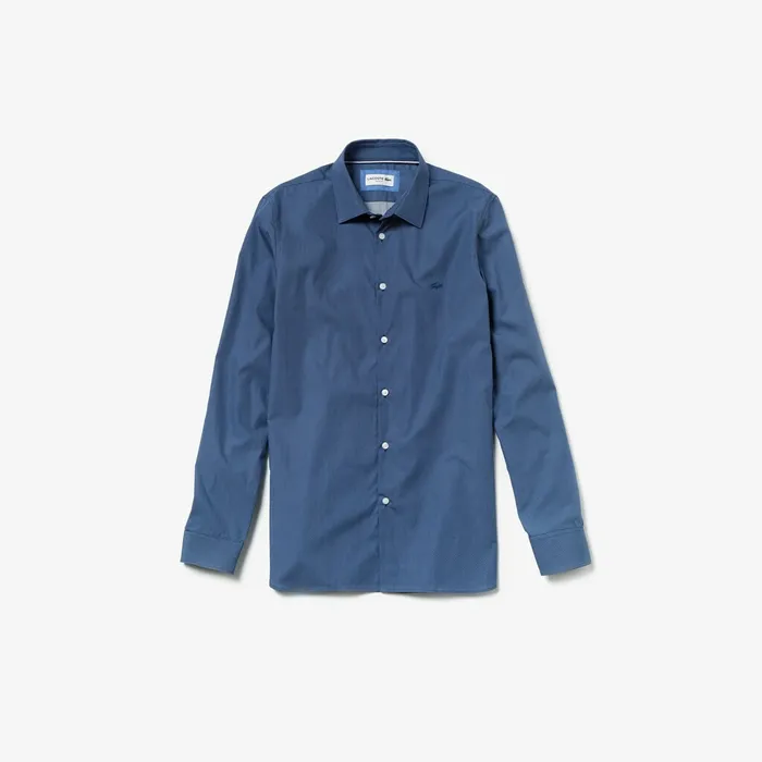 Button Down Shirts Lacoste Mens Slim Fit Cotton Poplin Shirt Navy Blue Shop