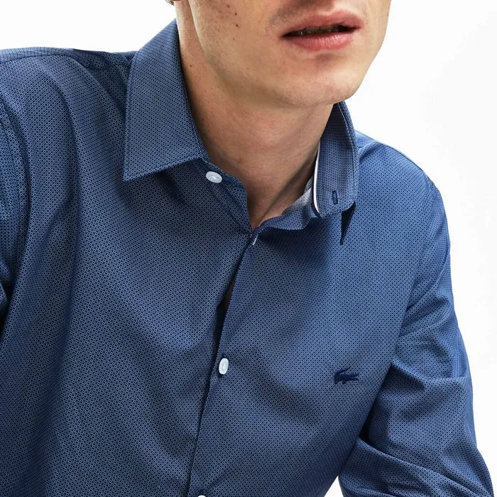 Button Down Shirts Lacoste Mens Slim Fit Cotton Poplin Shirt Navy Blue Shop