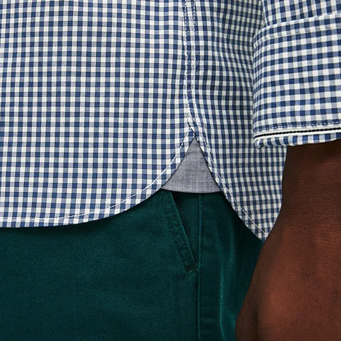Button Down Shirts Lacoste Mens Slim Fit Gingham Stretch Cotton Poplin Shirt BlueWhite Popular