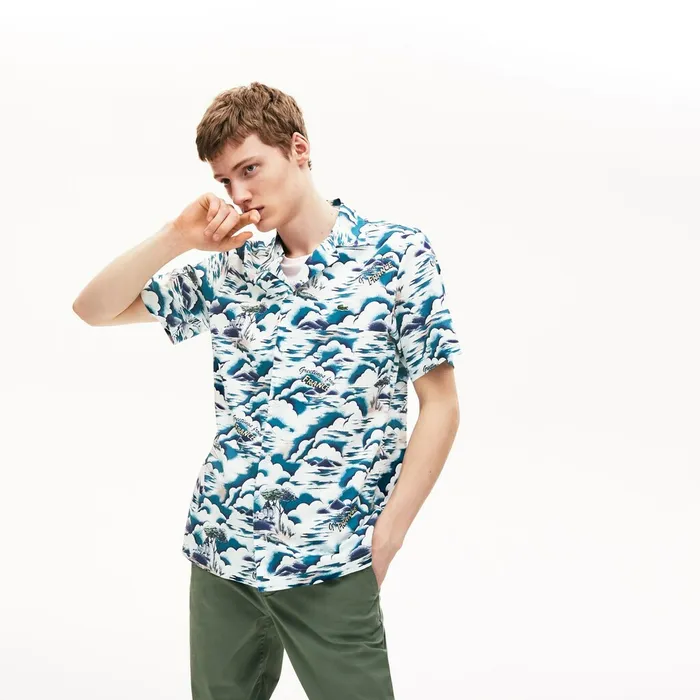 Button Down Shirts Lacoste Mens Southern France Print Cotton Hawaiian Fit Shirt BlueLight PinkWhite Outlet Button Down Shirts Lacoste Mens Southern France Print Cotton Hawaiian Fit Shirt BlueLight PinkWhite Outlet