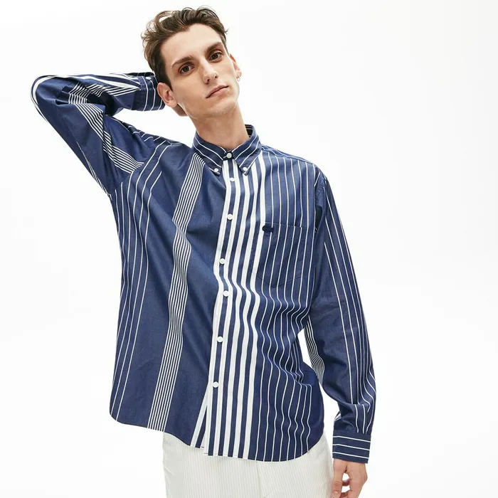 Button Down Shirts Lacoste Mens VariegatedStripe Relaxed Cotton Shirt Navy BlueWhite For Sale Online Button Down Shirts Lacoste Mens VariegatedStripe Relaxed Cotton Shirt Navy BlueWhite For Sale Online