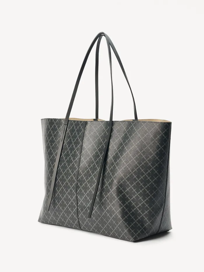 By Malene Birger Tasker Dame Abi Tote Bag Med Print Charcoal