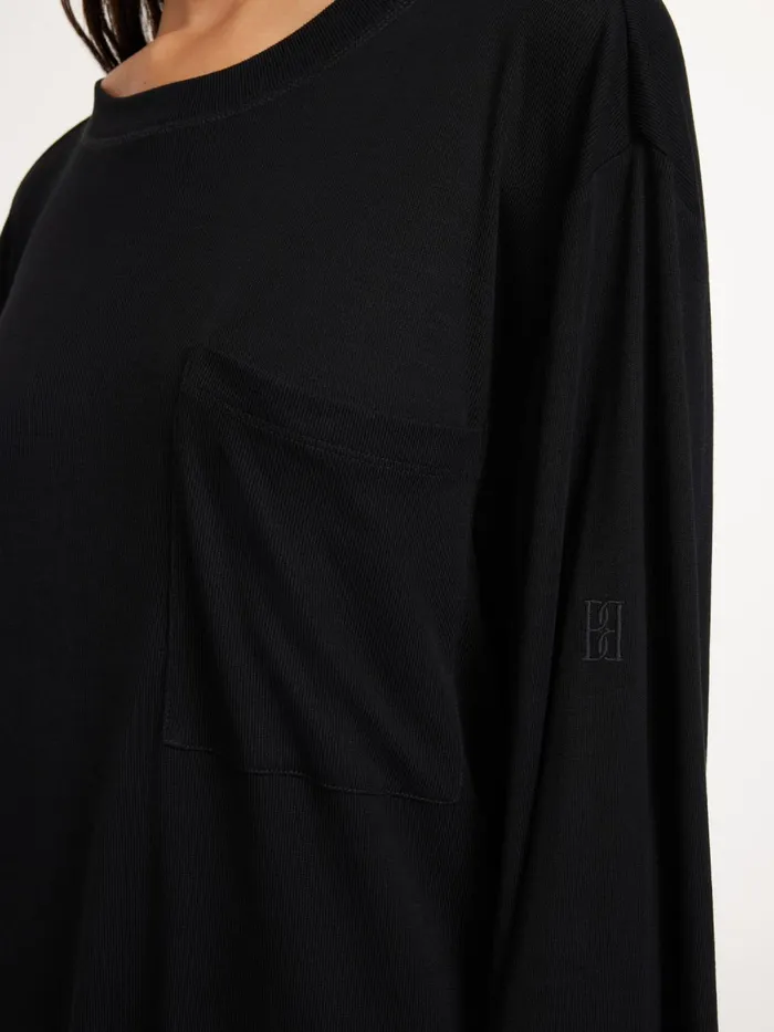 By Malene Birger Toppe Dame Fayeh Langrmet TShirt Black