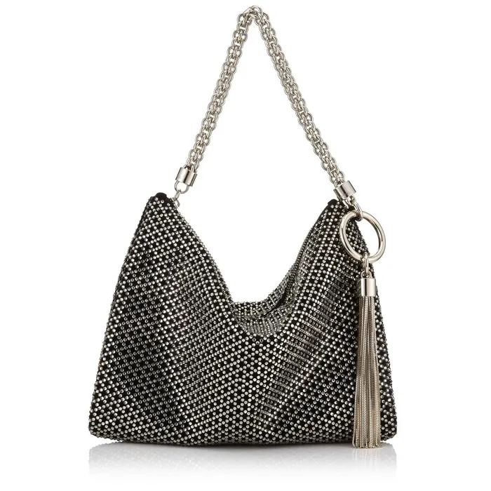 Callie Black Diamond Motif Crystal Hotfix On Suede Clutch Bag Black Women JIMMY CHOO Clutch Bags