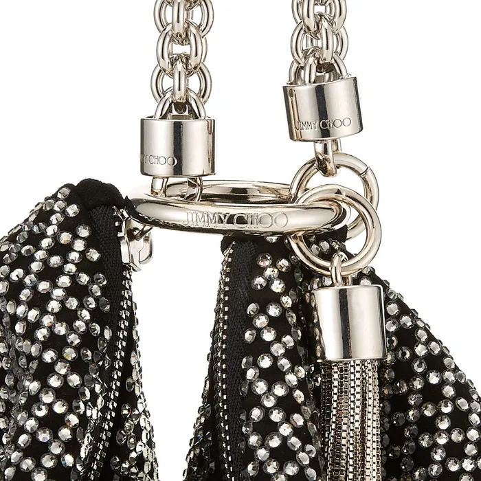 Callie Black Diamond Motif Crystal Hotfix On Suede Clutch Bag Black Women JIMMY CHOO Clutch Bags
