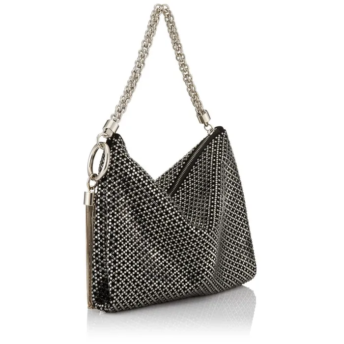 Callie Black Diamond Motif Crystal Hotfix On Suede Clutch Bag Black Women JIMMY CHOO Clutch Bags