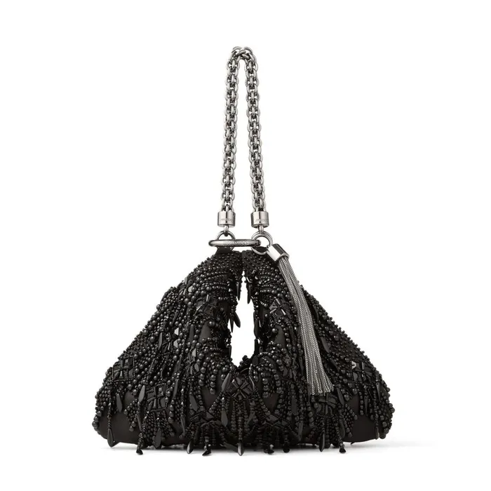 Callie Black Satin Clutch Bag With Beaded Crystals Black Women JIMMY CHOO Clutch Bags Callie Black Satin Clutch Bag With Beaded Crystals Black Women JIMMY CHOO Clutch Bags