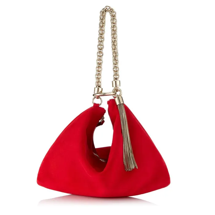 Callie Red Suede Clutch Bag With Chain Strap Red Women JIMMY CHOO Clutch Bags Callie Red Suede Clutch Bag With Chain Strap Red Women JIMMY CHOO Clutch Bags