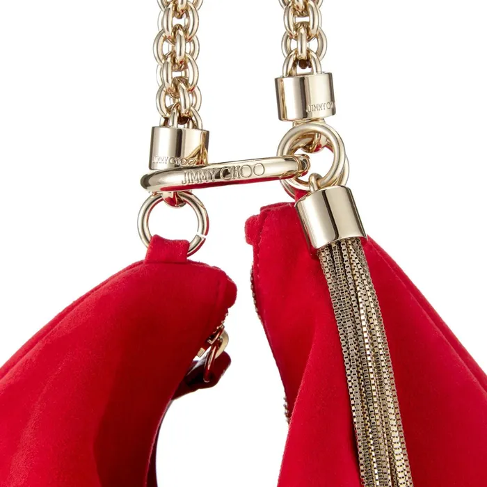 Callie Red Suede Clutch Bag With Chain Strap Red Women JIMMY CHOO Clutch Bags