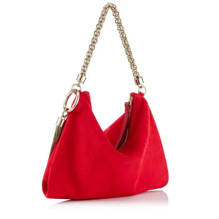 Callie Red Suede Clutch Bag With Chain Strap Red Women JIMMY CHOO Clutch Bags
