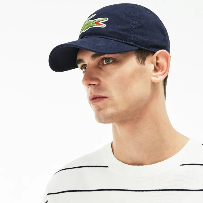Caps and Hats Lacoste Mens Big Croc Gabardine Cap Navy Blue Store