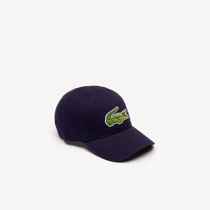 Caps and Hats Lacoste Mens Big Croc Gabardine Cap Navy Blue Store
