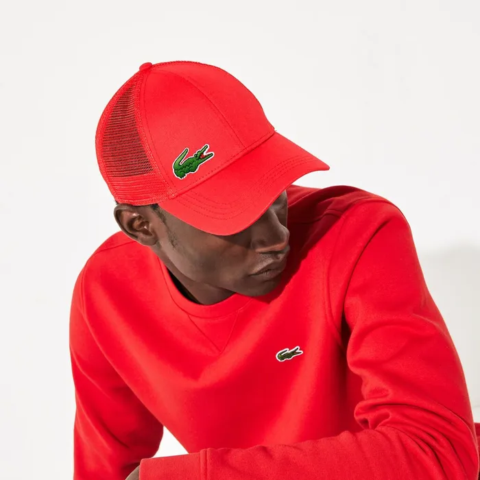 Caps and Hats Lacoste Mens SPORT Mesh Panel Cotton Cap Red Cheap On Sale
