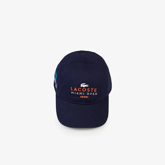 Caps and Hats Lacoste Mens SPORT Miami Open Cotton Cap Navy BlueOrangeWhite Cheap On Sale