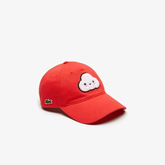 Caps and Hats Lacoste Mens Unisex x FriendsWithYou Cotton Print Cap Red For Sale Online