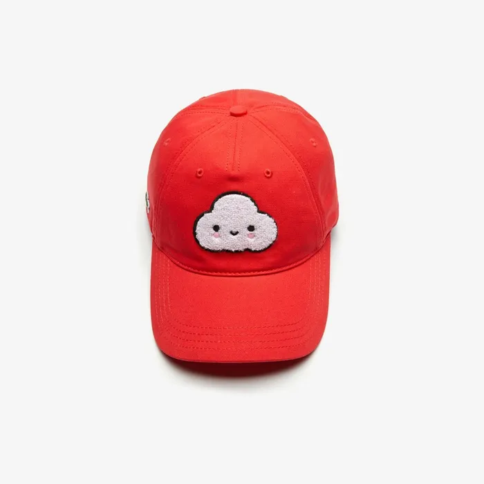 Caps and Hats Lacoste Mens Unisex x FriendsWithYou Cotton Print Cap Red For Sale Online
