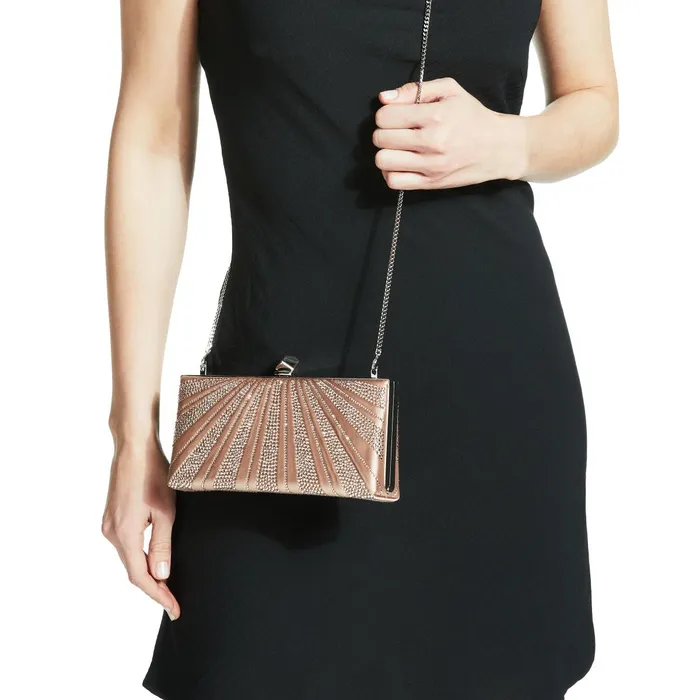 CelesteS BalletPink Satin Clutch Bag With Hotfix Crystals And Cube Clasp Ballet Pinkcrystal Women JIMMY CHOO Clutch Bags