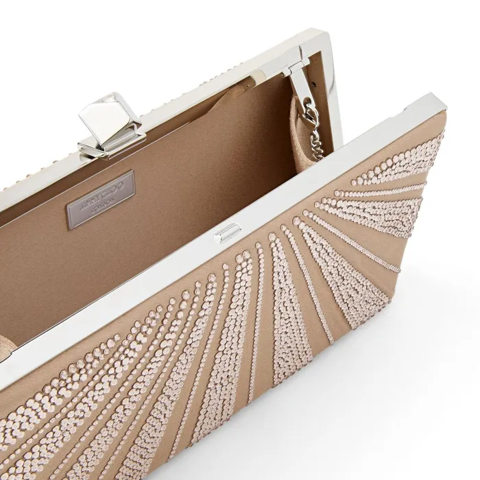 CelesteS BalletPink Satin Clutch Bag With Hotfix Crystals And Cube Clasp Ballet Pinkcrystal Women JIMMY CHOO Clutch Bags