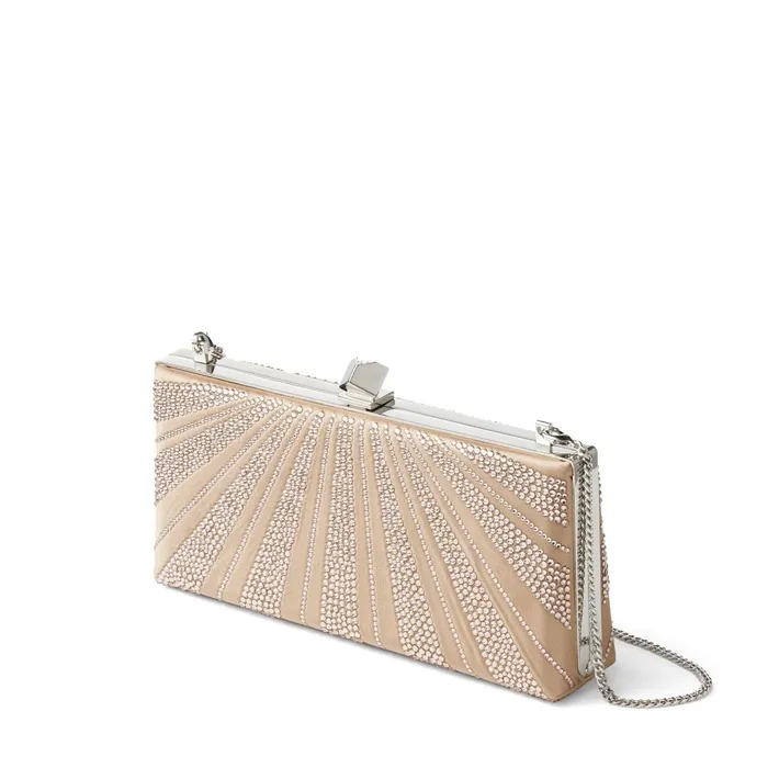CelesteS BalletPink Satin Clutch Bag With Hotfix Crystals And Cube Clasp Ballet Pinkcrystal Women JIMMY CHOO Clutch Bags