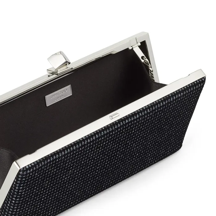 CelesteS Black And Anthracite Glitter Velvet Clutch Bag With Cube Clasp Blackanthracite Women JIMMY CHOO Clutch Bags