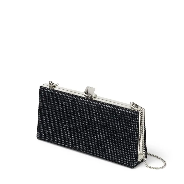 CelesteS Black And Anthracite Glitter Velvet Clutch Bag With Cube Clasp Blackanthracite Women JIMMY CHOO Clutch Bags