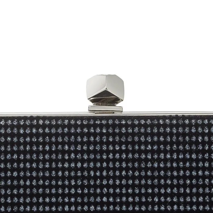CelesteS Black And Anthracite Glitter Velvet Clutch Bag With Cube Clasp Blackanthracite Women JIMMY CHOO Clutch Bags