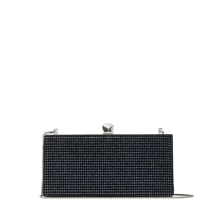 CelesteS Black And Anthracite Glitter Velvet Clutch Bag With Cube Clasp Blackanthracite Women JIMMY CHOO Clutch Bags