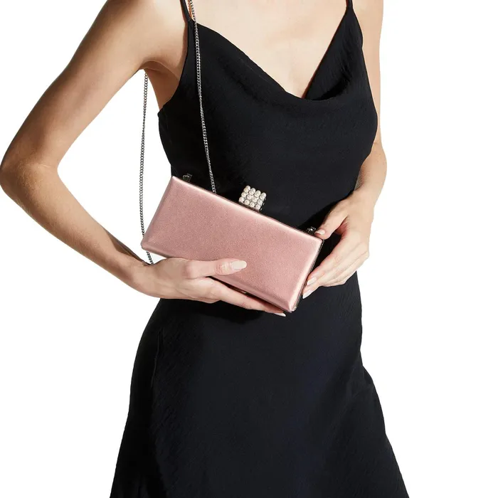 CelesteS Blush Satin Clutch Bag With Pearl Clasp Blush Women JIMMY CHOO Clutch Bags CelesteS Blush Satin Clutch Bag With Pearl Clasp Blush Women JIMMY CHOO Clutch Bags
